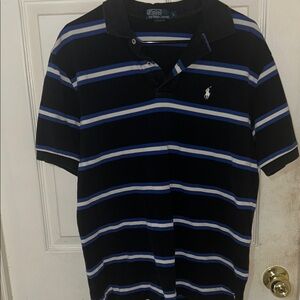 Ralph Lauren Black and Blue Striped Polo size L